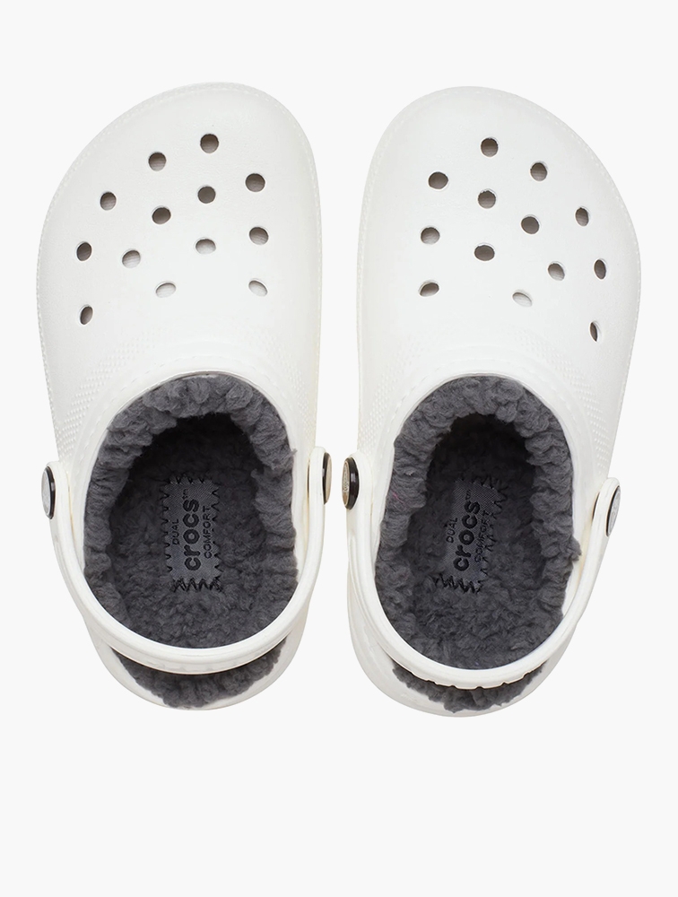 MyRunway Shop Crocs Kids White Grey Classic Lined Clogs for